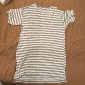 Easel Gray and White Striped Tee Dress